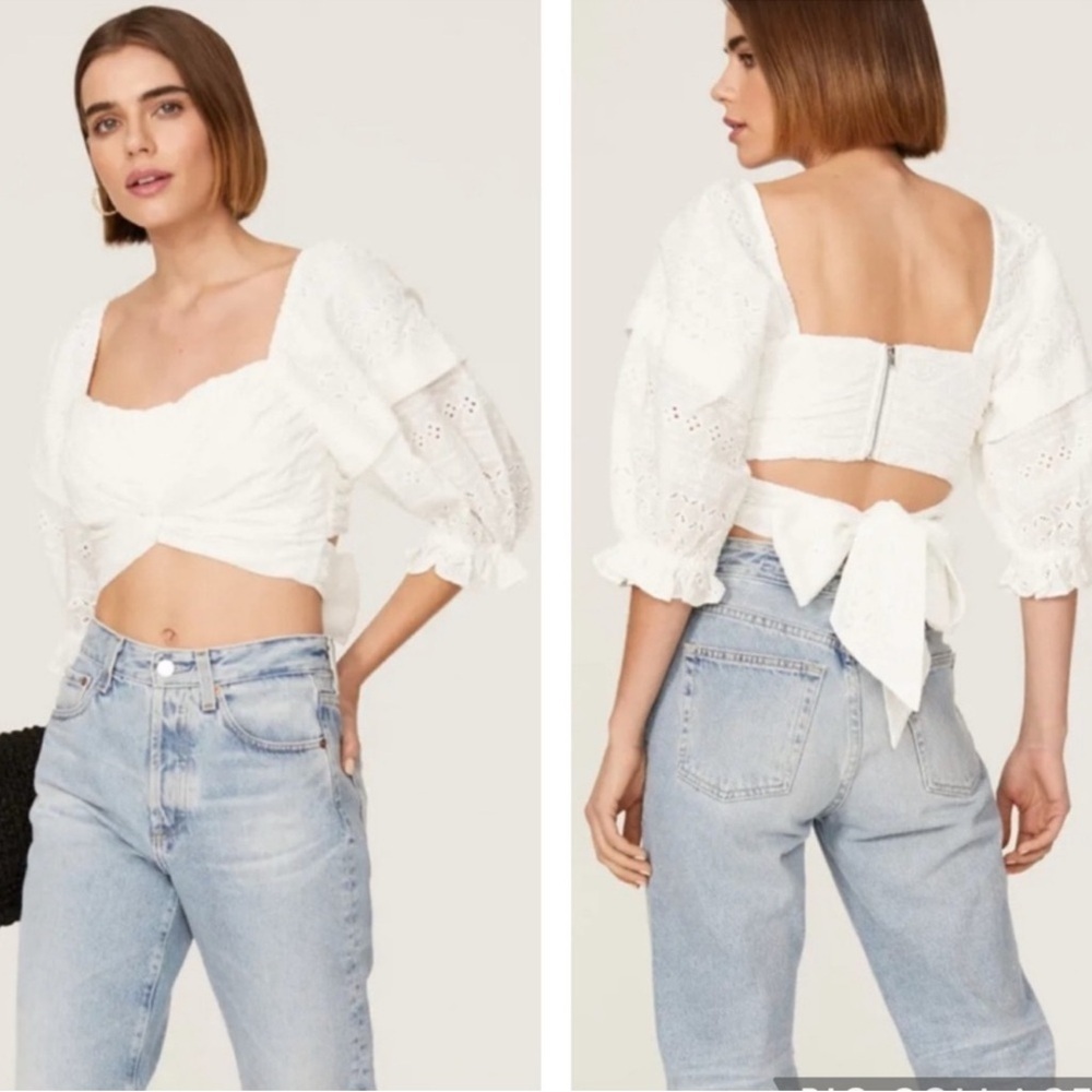 Marissa Webb White Eyelet Crop Top